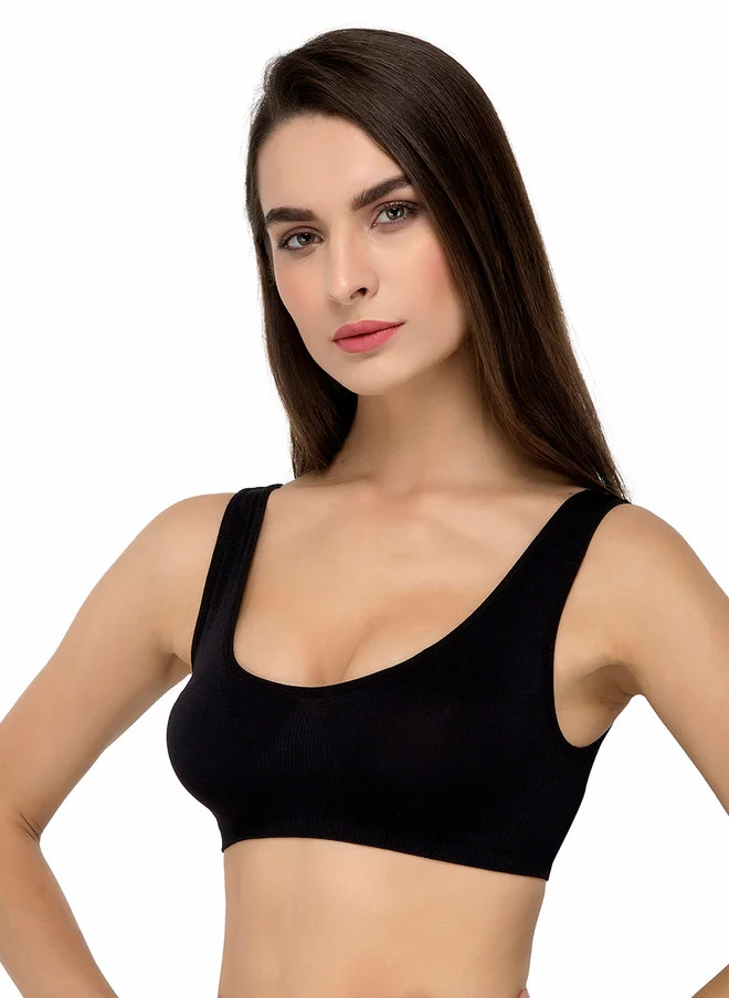 Laceandme Laceandme Black Solid Non-Wired Non Padded Bralette Bra 4386
